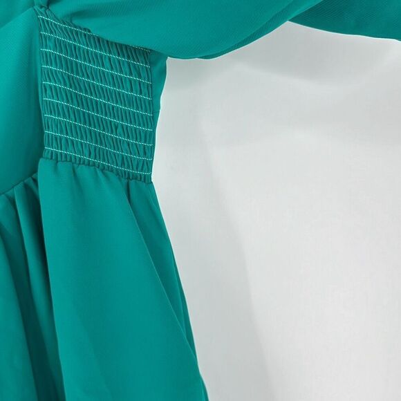 Amanda Uprichard Green Short Puffed Sleeve Square Neckline Mini Dress Small - Picture 7 of 9